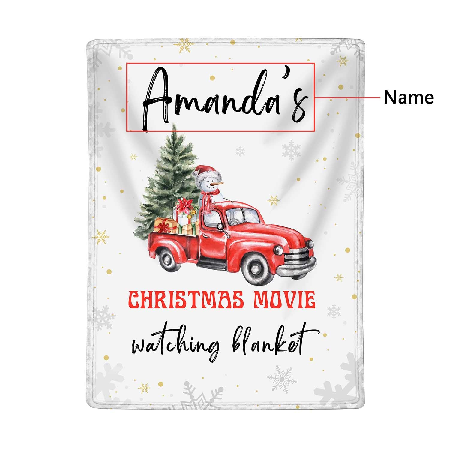 Personalised Christmas Car Snowman Blanket - handmade
