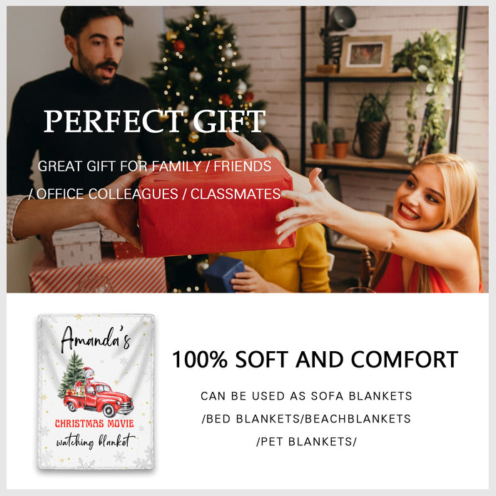 Personalised Christmas Car Snowman Blanket - handmade