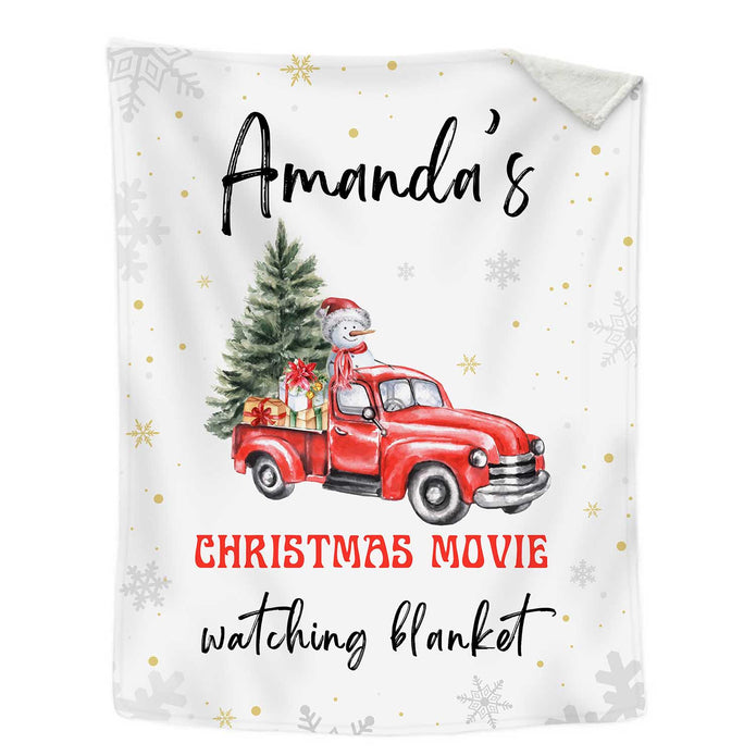 Personalised Christmas Car Snowman Blanket - handmade
