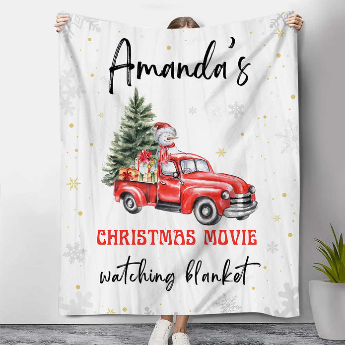 Personalised Christmas Car Snowman Blanket - handmade