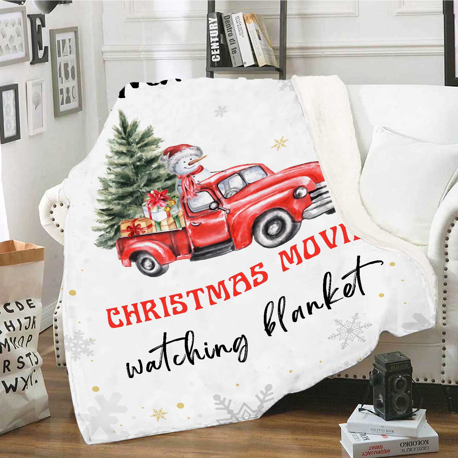 Personalised Christmas Car Snowman Blanket - handmade