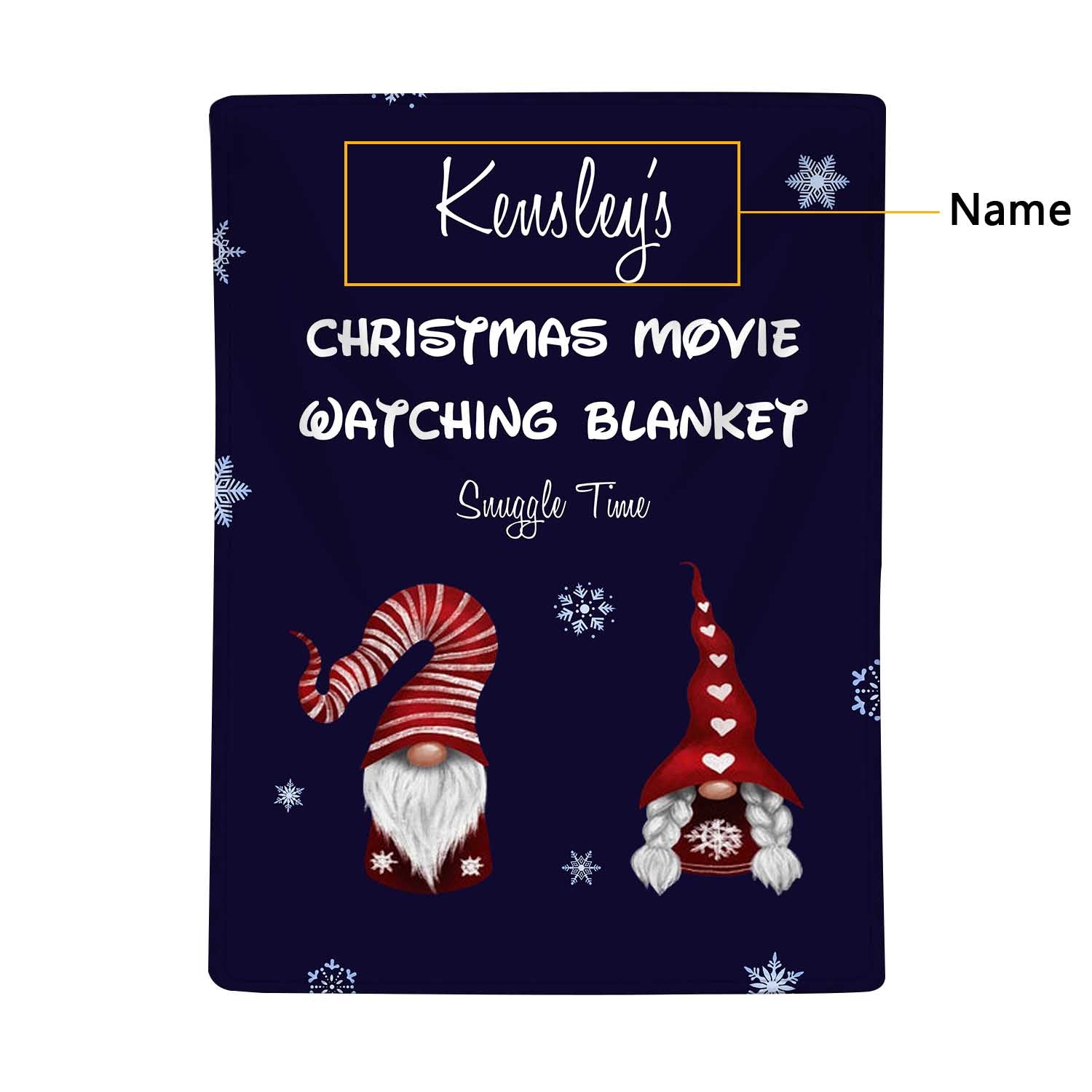 Personalised Dark Blue Christmas Blanket - handmade