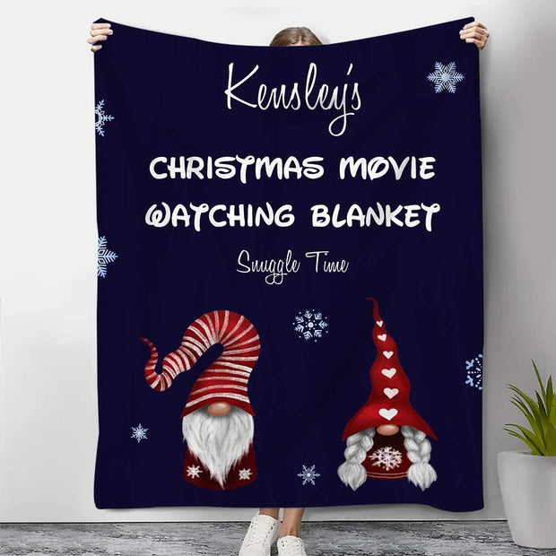 Personalised Dark Blue Christmas Blanket - handmade