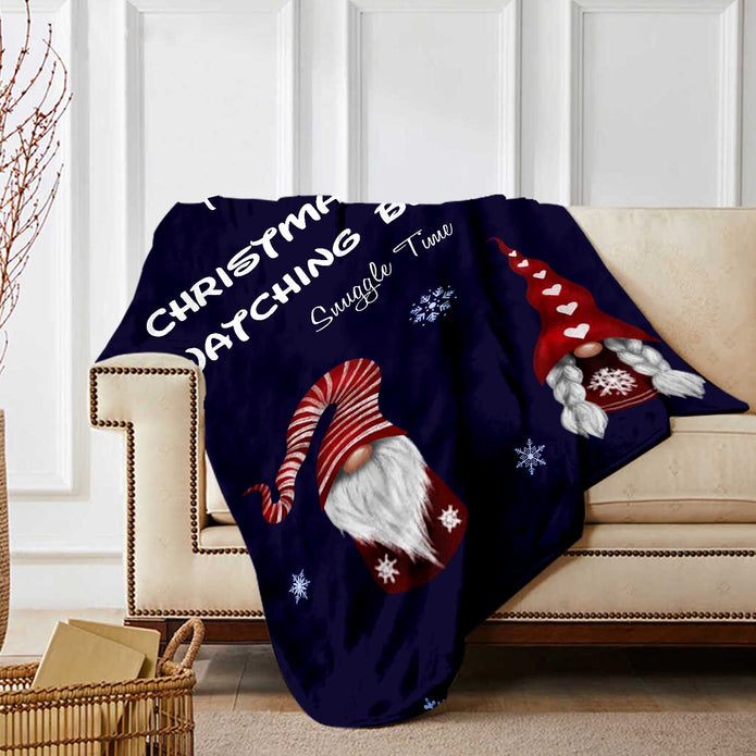 Personalised Dark Blue Christmas Blanket - handmade