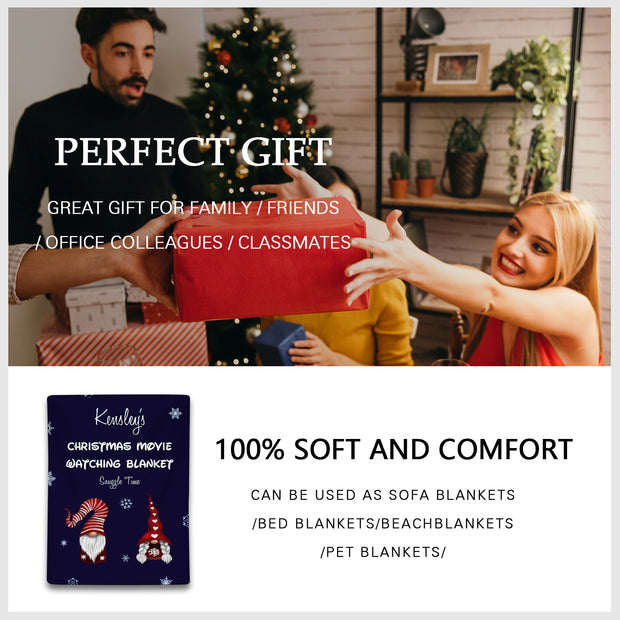 Personalised Dark Blue Christmas Blanket - handmade