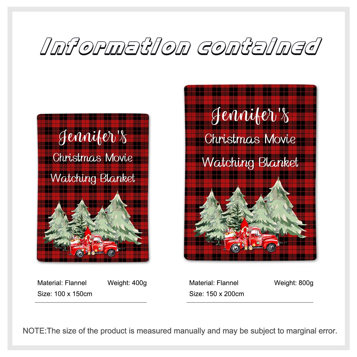 Personalised Christmas Car Blanket - handmade