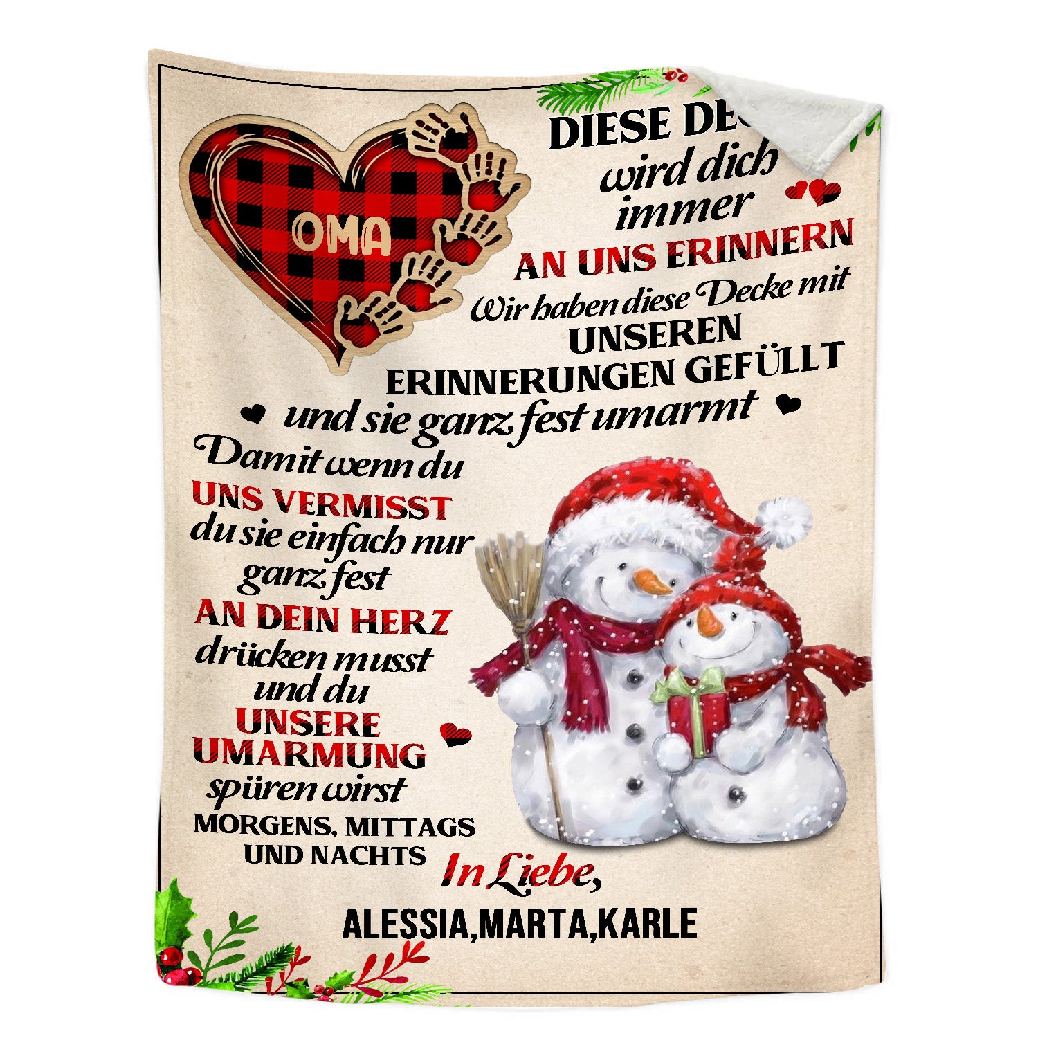 Christmas Snowman Pattern Blanket - handmade