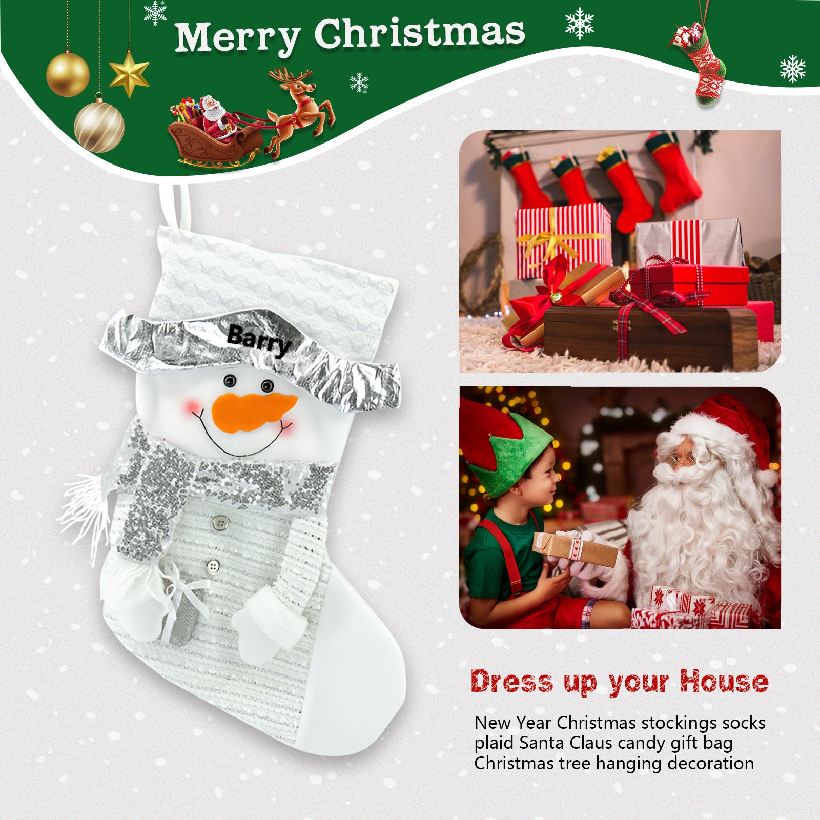 Personalised Christmas Stocking Sack - handmade