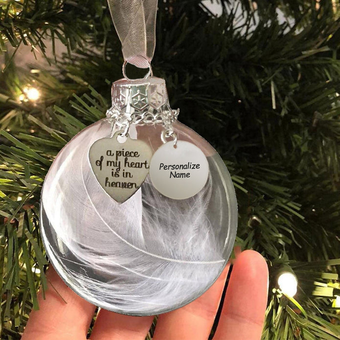 Personalised Memorial Feather Bauble Ornament - handmade Ornament