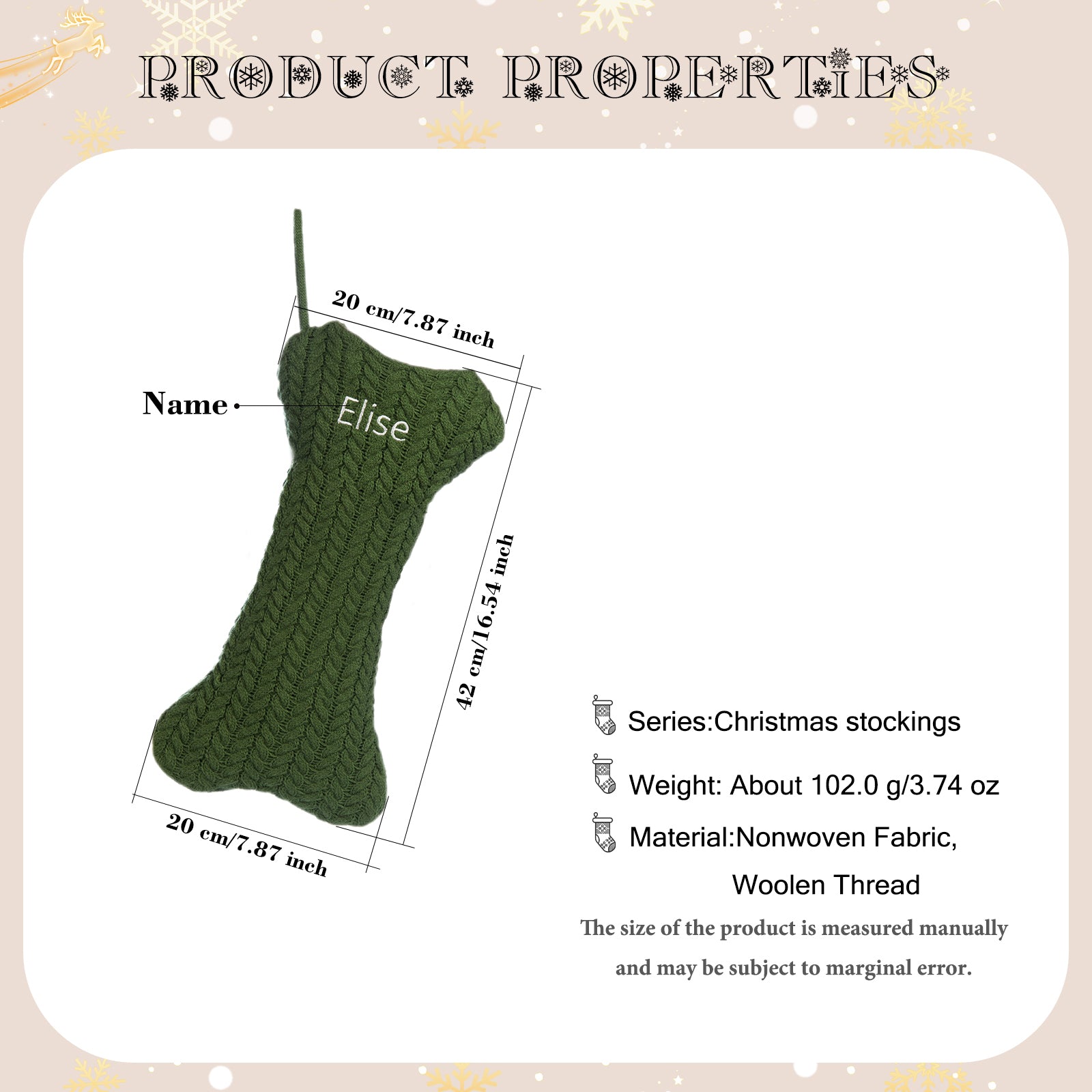 Personalised Christmas Stocking Ornament - handmade