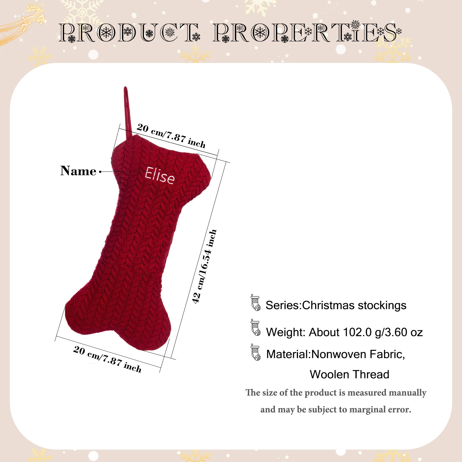 Personalised Christmas Stocking Ornament - handmade
