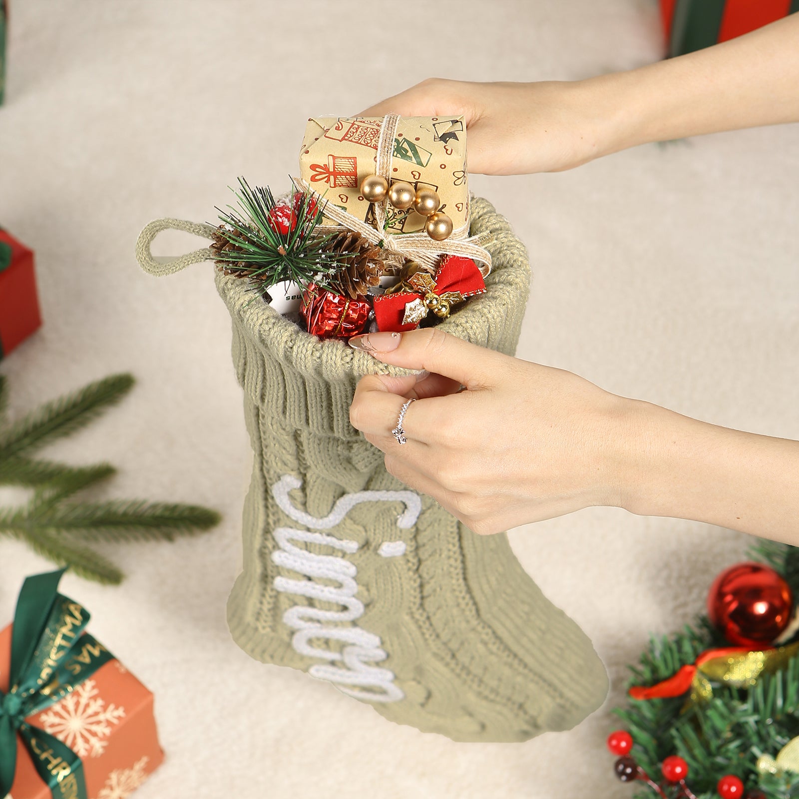 Personalised Christmas Stocking Ornament - handmade