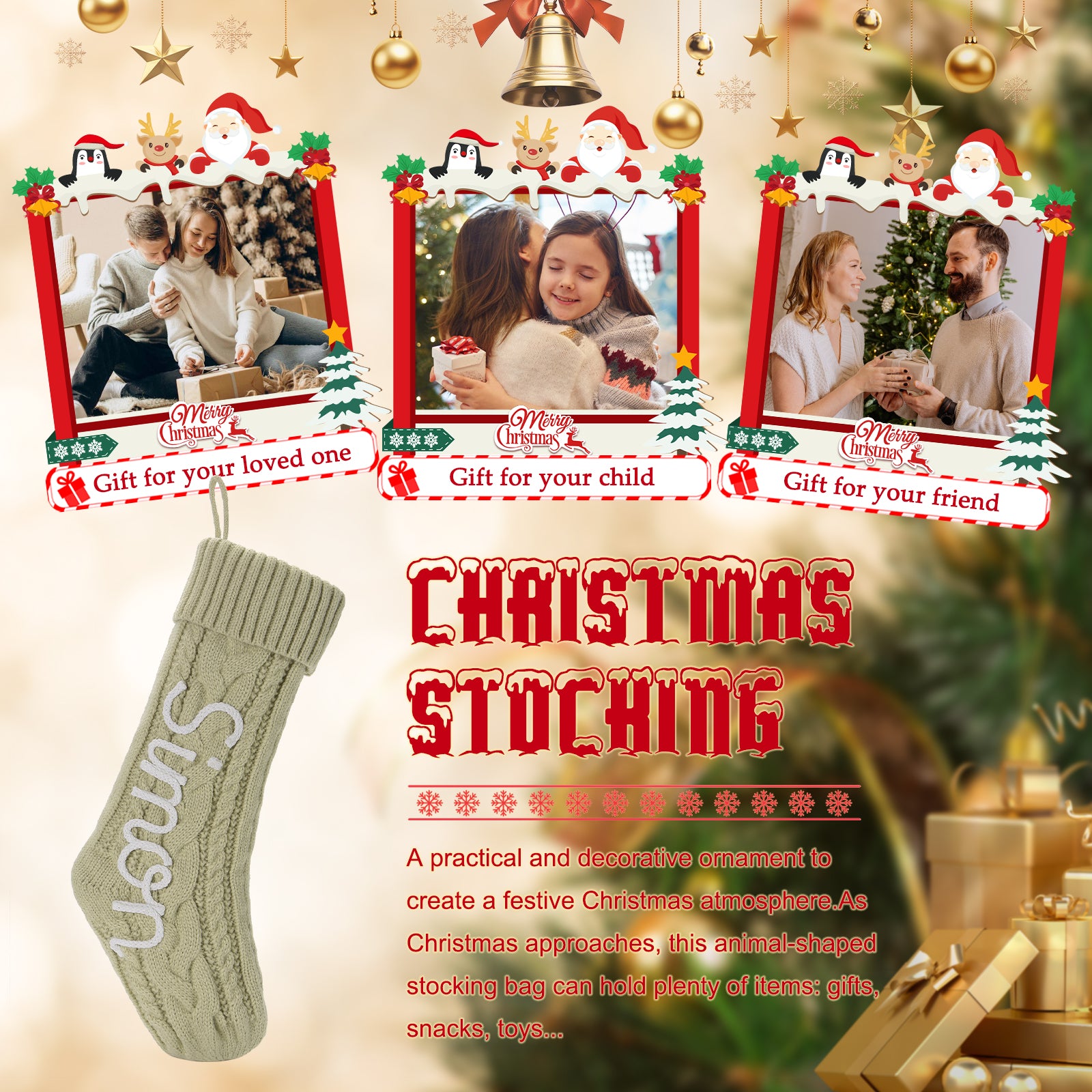 Personalised Christmas Stocking Ornament - handmade
