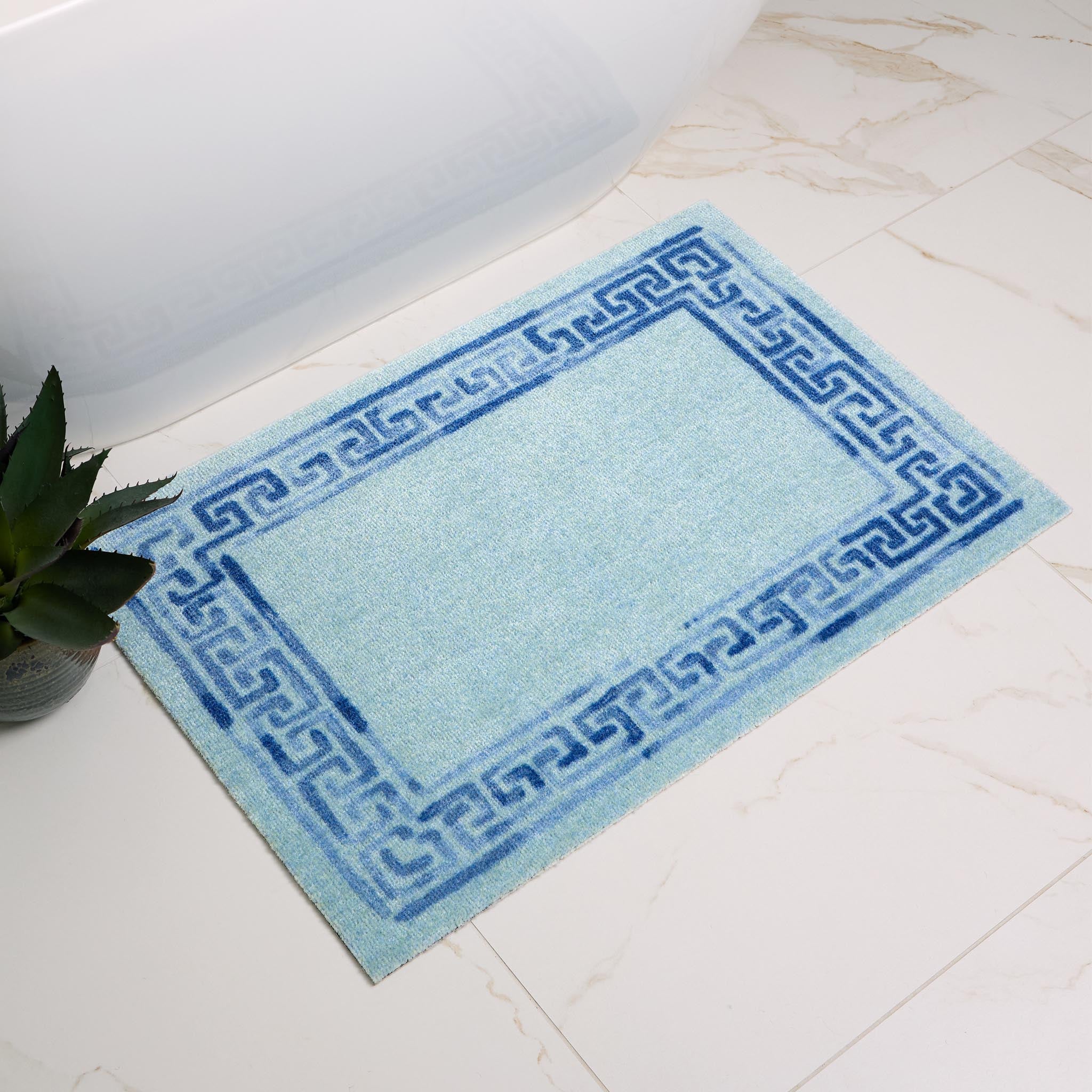 Dip & Drip Nylon Printed Bathroom Greek Key Border - handmade