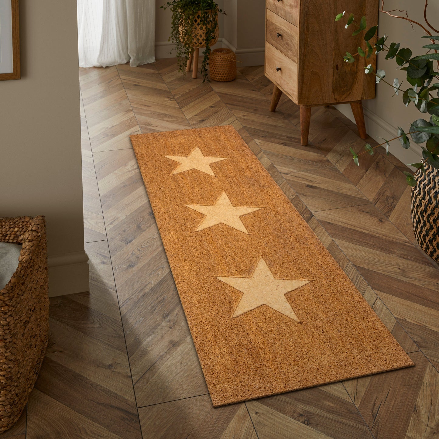 Embossed PVC Backed Coir 40x120cm Pressed 3 Stars Patio Doormat 40x120 cm / Natural / Coir RUGS_and_MORE P00028254