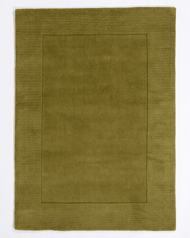 Esme Wool Border Rug 80x150 cm / Olive / 100% Pure Wool RUGS_and_MORE 5060623076801