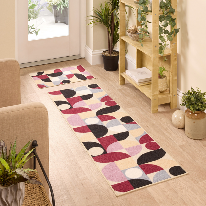 Floormatters Purple Geo Mat & Runner Set - handmade
