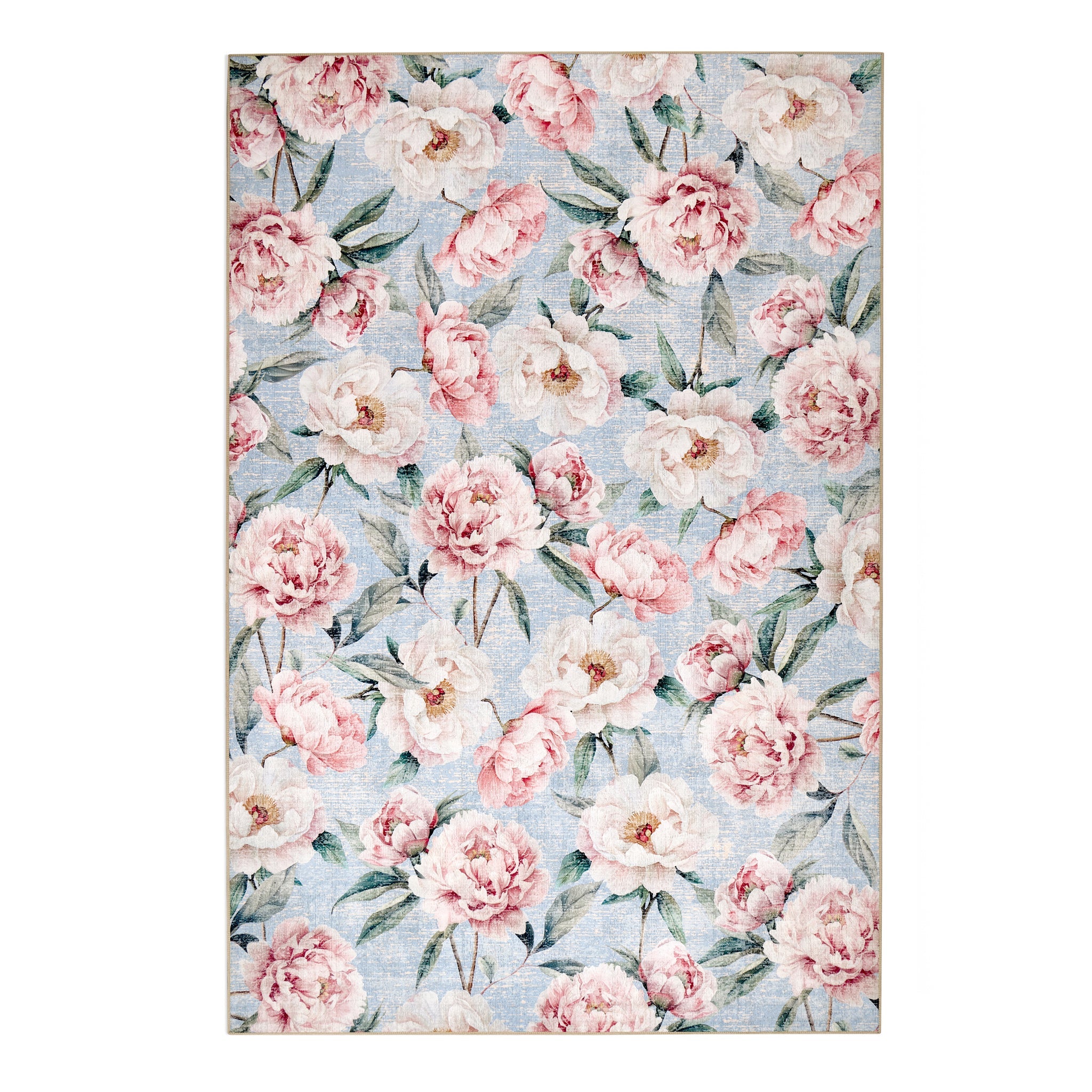 Hug Rug Eco-Washable Blooming Peonies Powder Blue - handmade