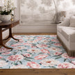 Hug Rug Eco-Washable Blooming Peonies Powder Blue - handmade