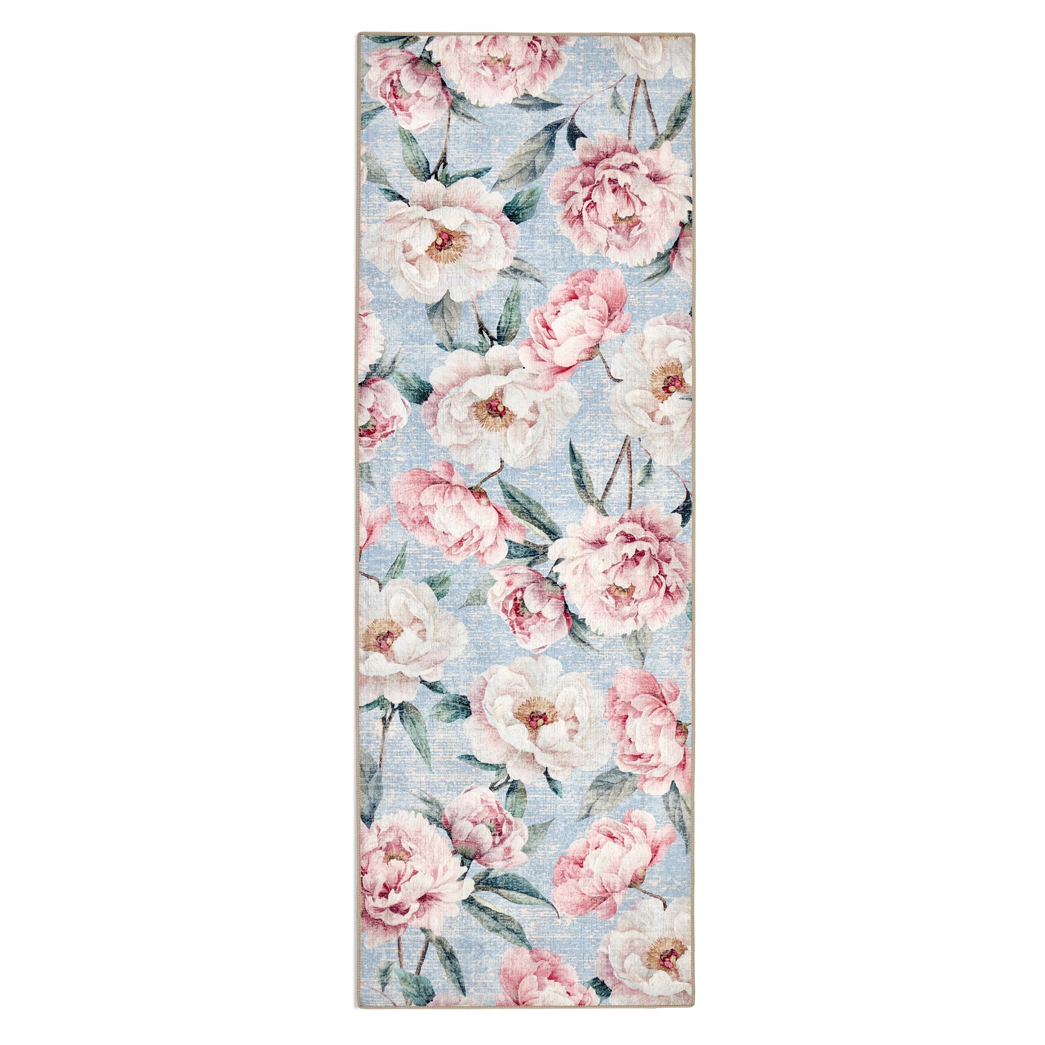 Hug Rug Eco-Washable Blooming Peonies Powder Blue - handmade