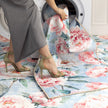 Hug Rug Eco-Washable Blooming Peonies Powder Blue - handmade