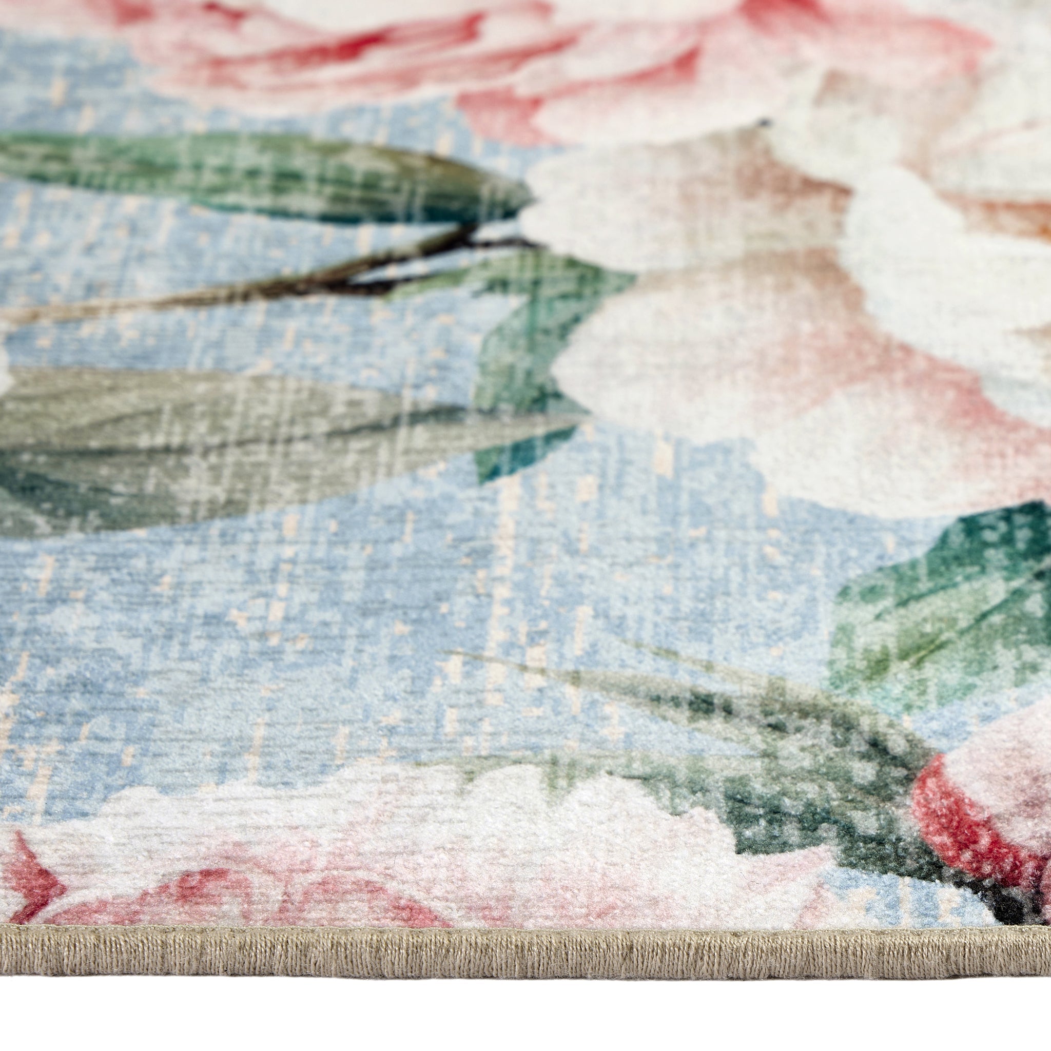 Hug Rug Eco-Washable Blooming Peonies Powder Blue - handmade