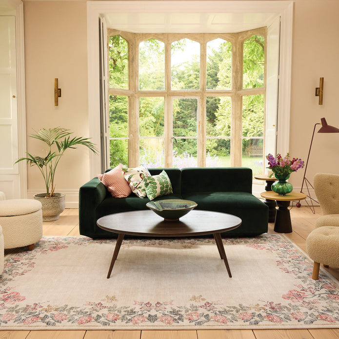 Hug Rug Eco-Washable Botanical Border - handmade