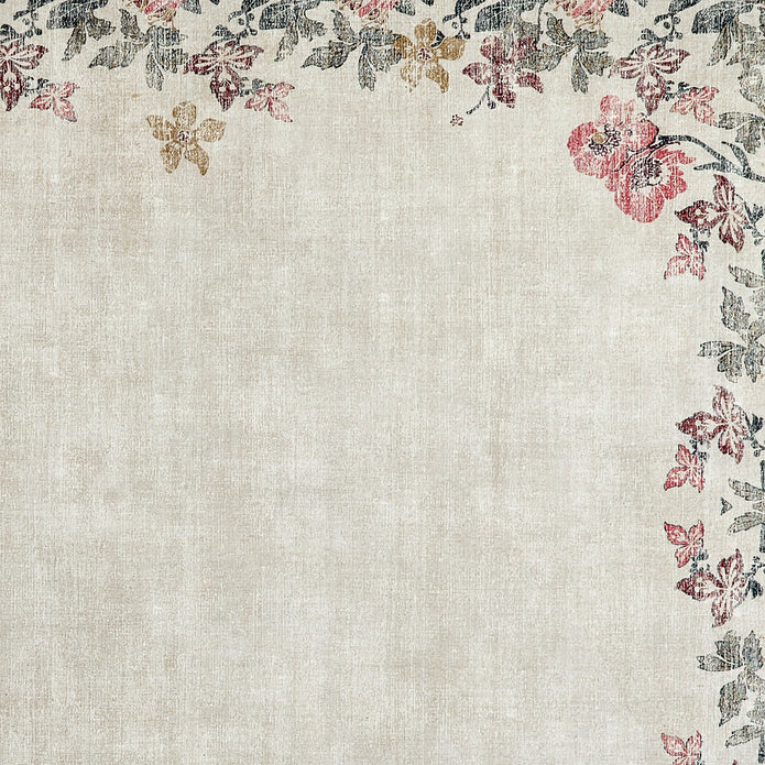 Hug Rug Eco-Washable Botanical Border - handmade