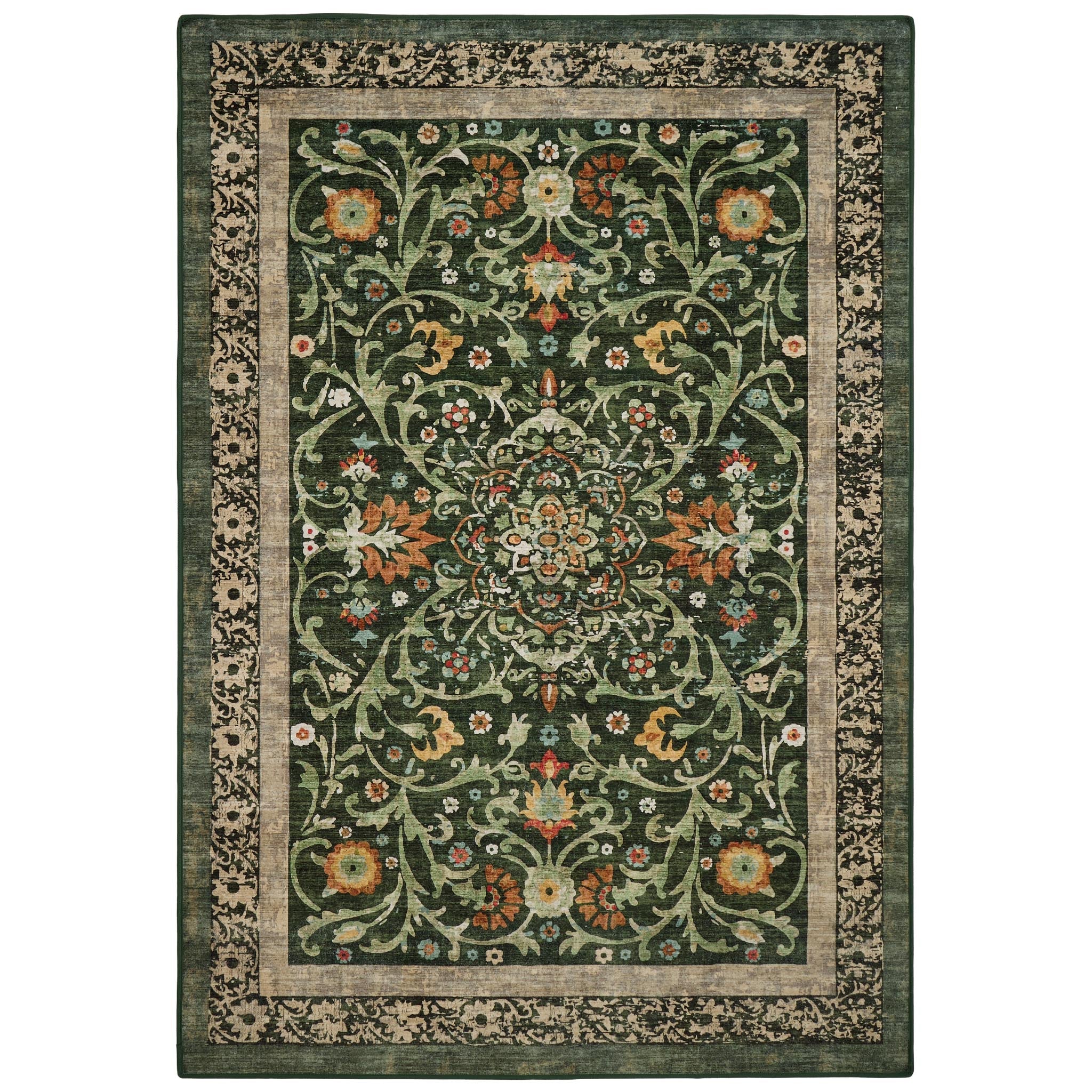 Hug Rug Eco-Washable Country Paisley Green - handmade