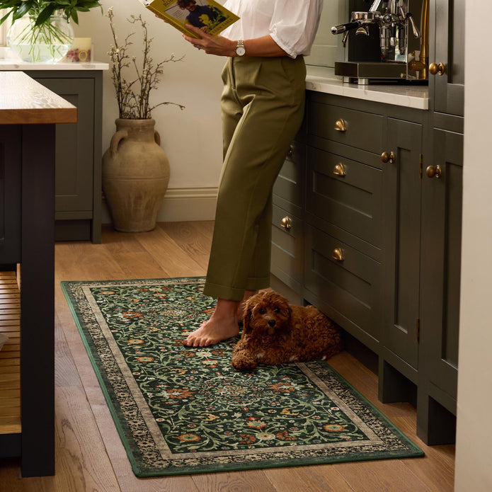 Hug Rug Eco-Washable Country Paisley Green - handmade