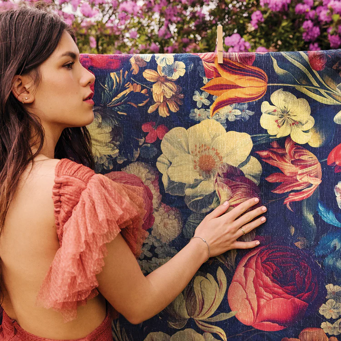 Hug Rug Eco-Washable Dark Florals - handmade