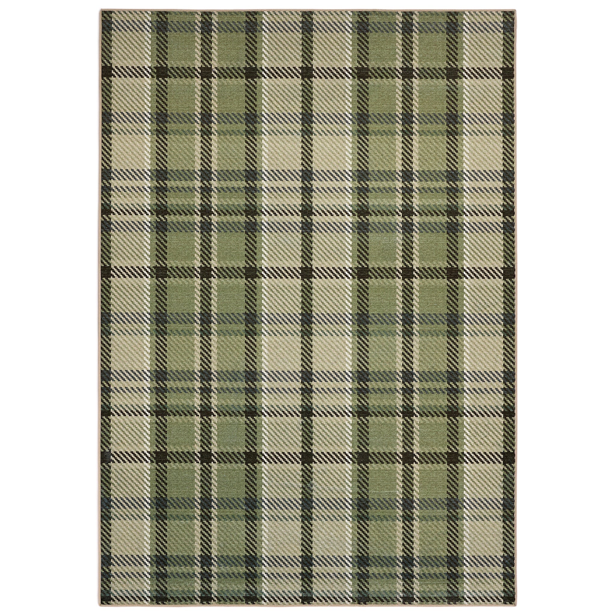Hug Rug Eco-Washable Isla Green Plaid - handmade