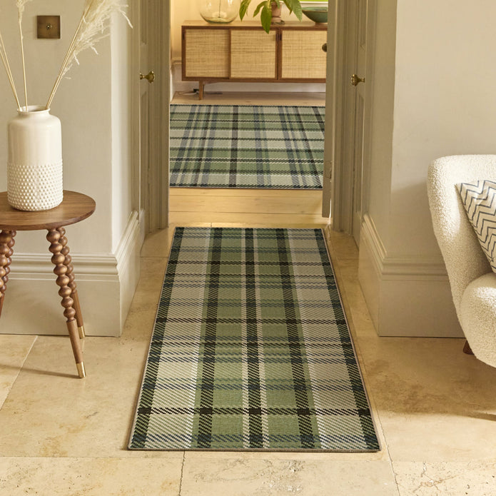 Hug Rug Eco-Washable Isla Green Plaid - handmade