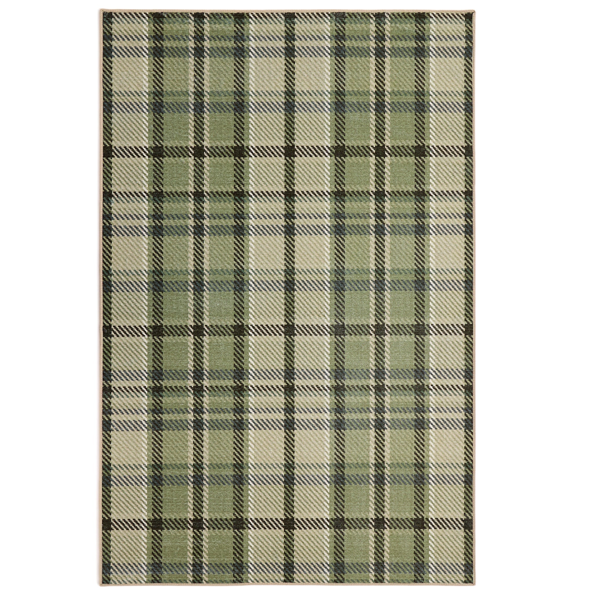 Hug Rug Eco-Washable Isla Green Plaid - handmade