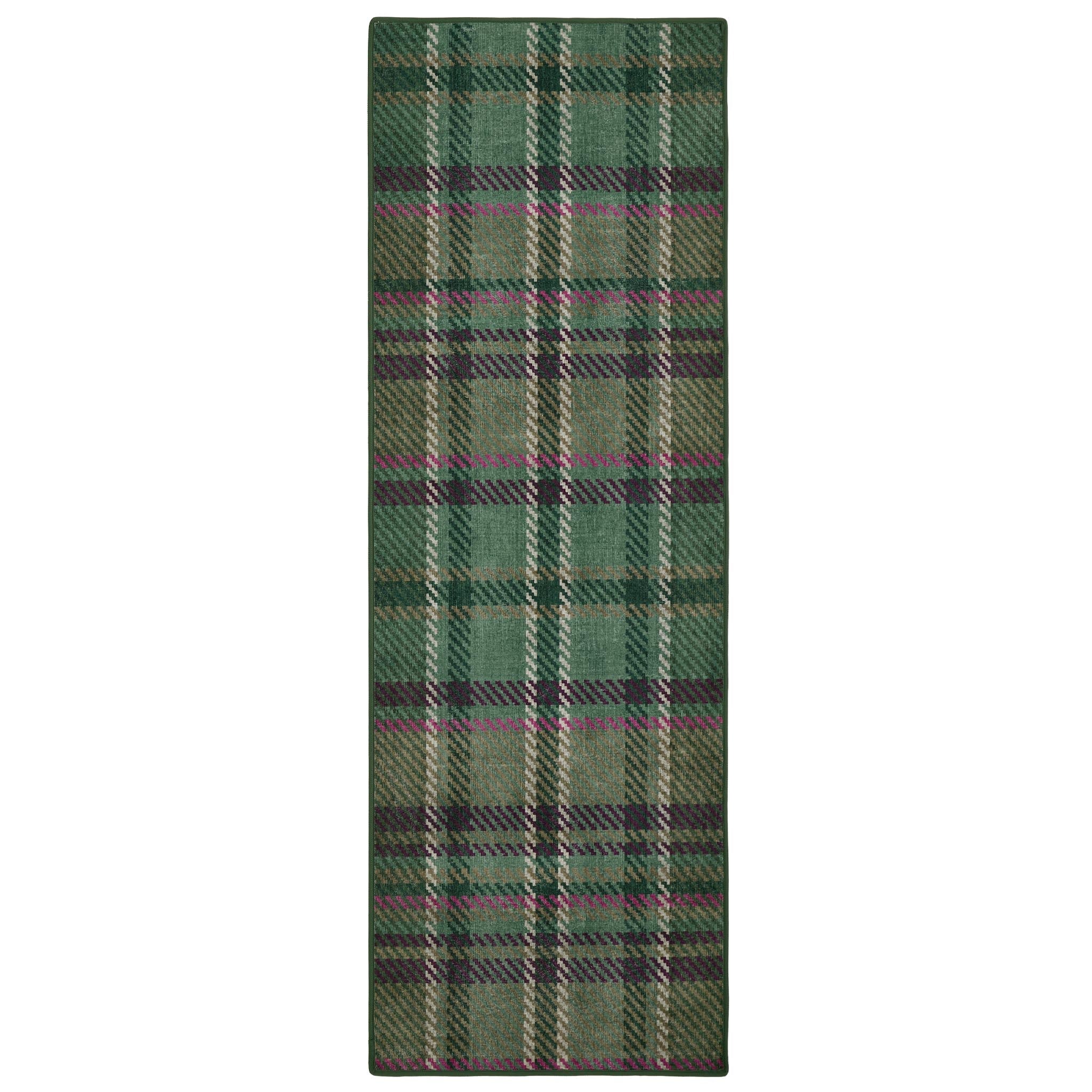 Hug Rug Eco-Washable Isla Plaid Emerald - handmade