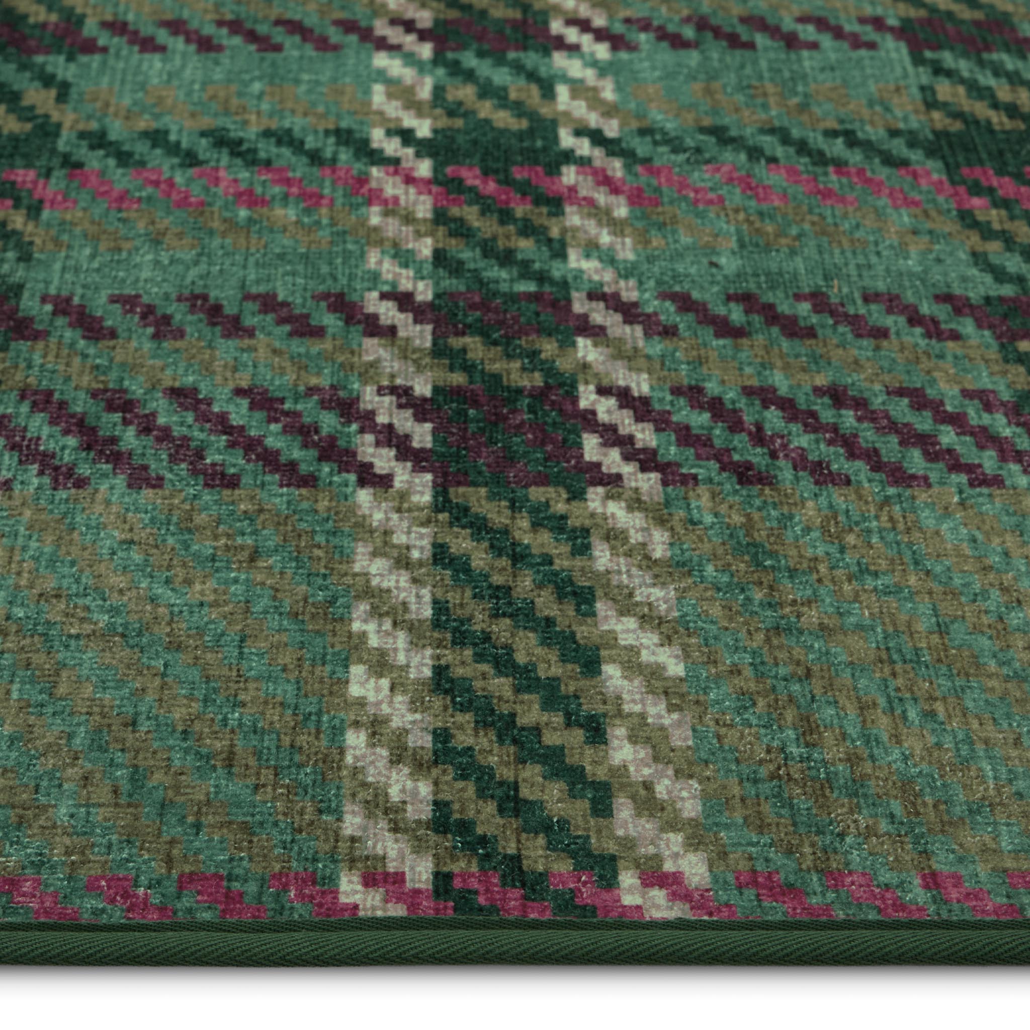 Hug Rug Eco-Washable Isla Plaid Emerald - handmade