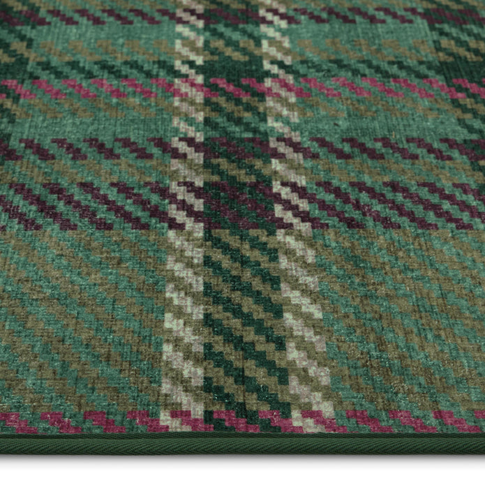Hug Rug Eco-Washable Isla Plaid Emerald - handmade
