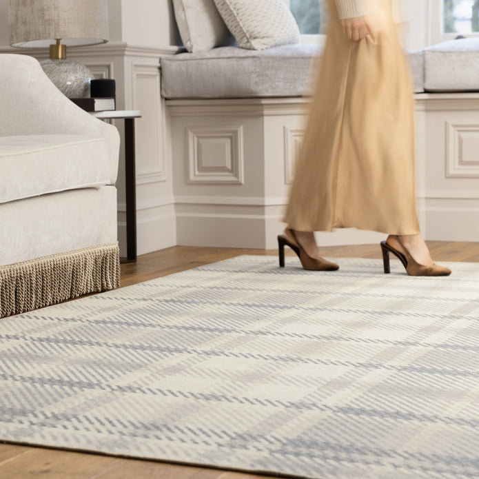 Hug Rug Eco-Washable Isla Plaid Natural - handmade