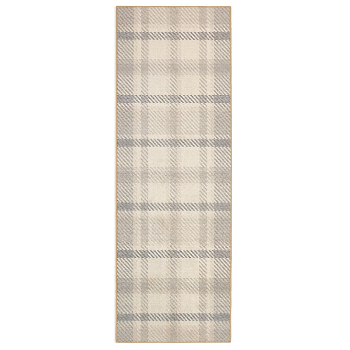 Hug Rug Eco-Washable Isla Plaid Natural - handmade