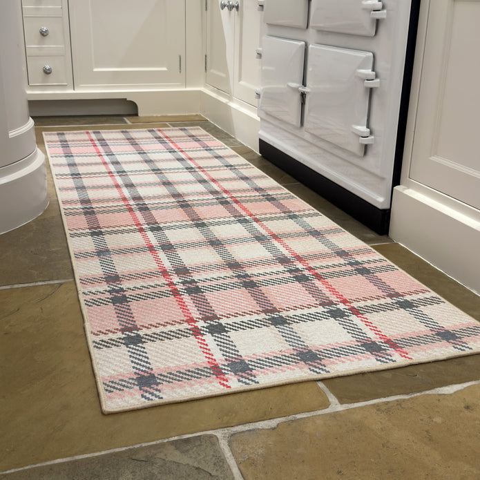 Hug Rug Eco-Washable Isla Plaid Pink - handmade