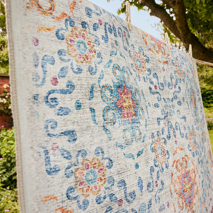 Hug Rug Eco-Washable Modern Damask - handmade