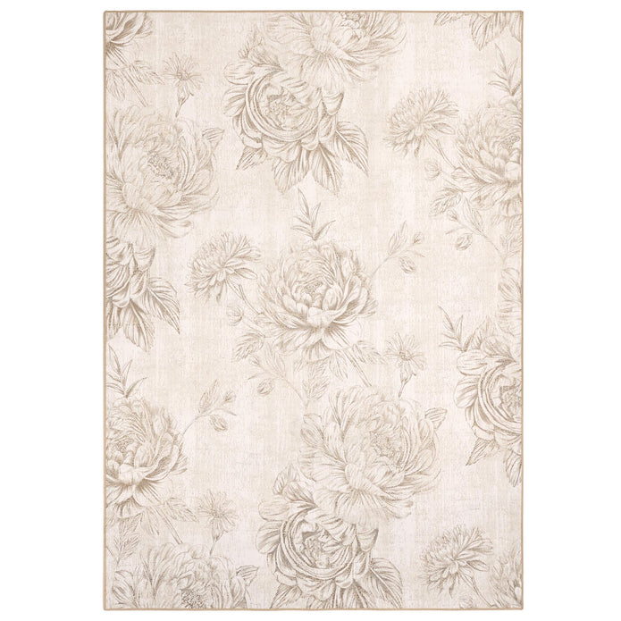 Hug Rug Eco-Washable Muted Floral Beige - handmade