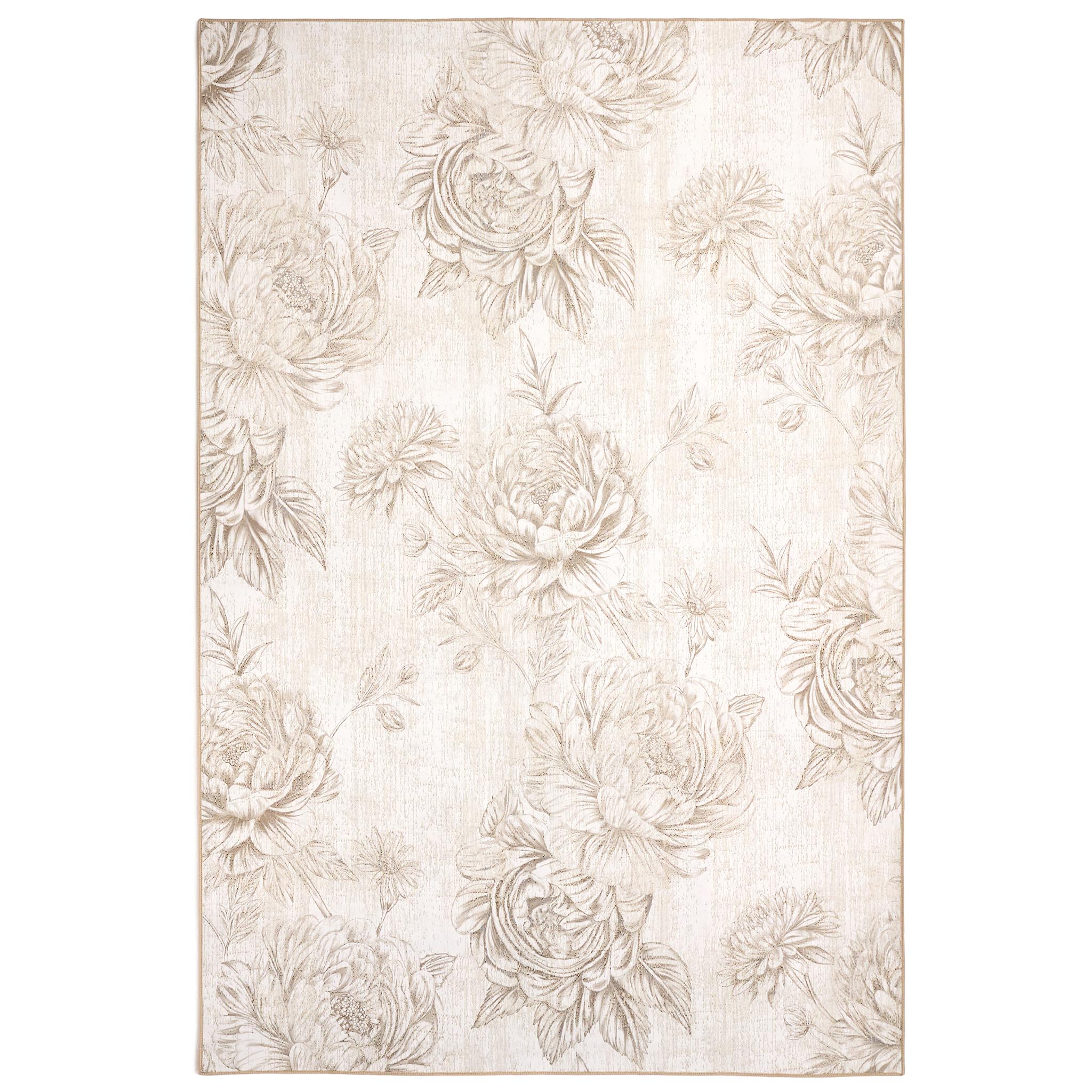 Hug Rug Eco-Washable Muted Floral Beige - handmade