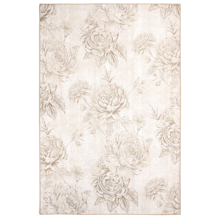 Hug Rug Eco-Washable Muted Floral Beige - handmade