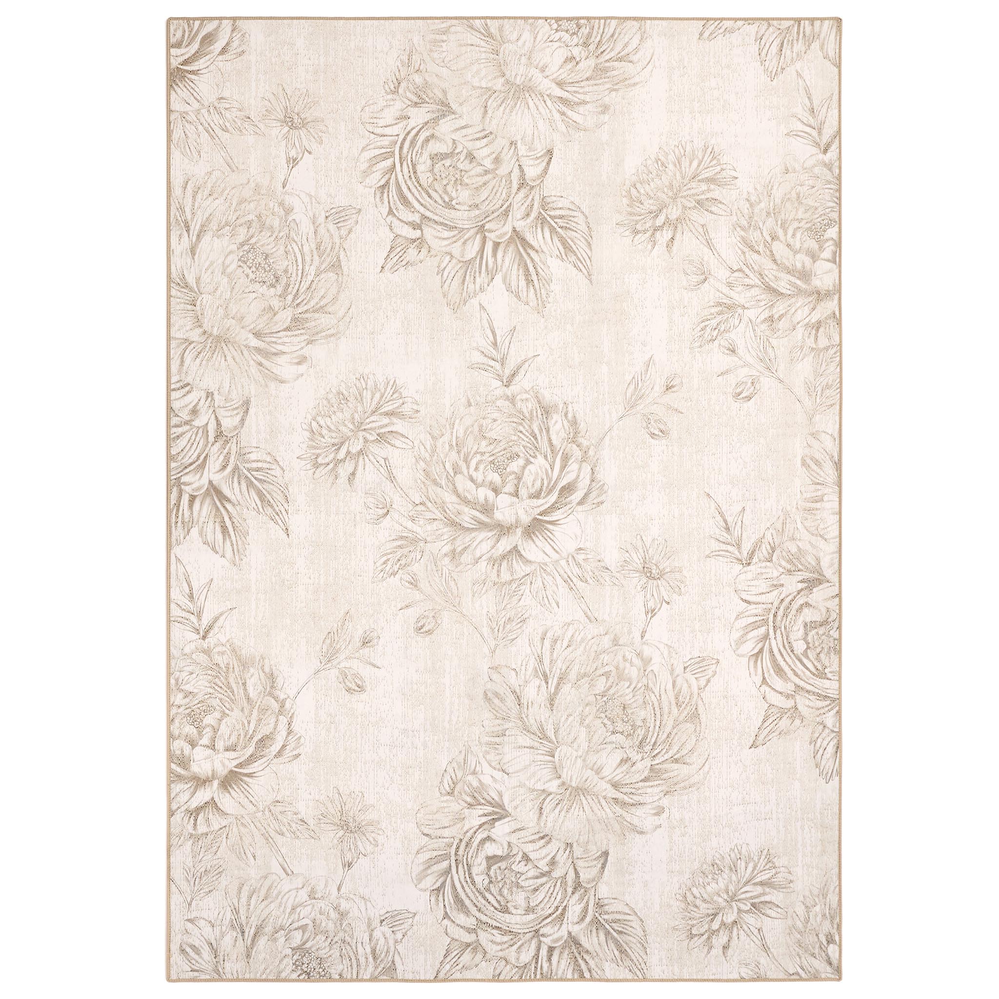 Hug Rug Eco-Washable Muted Floral Beige - handmade