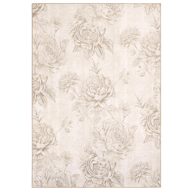 Hug Rug Eco-Washable Muted Floral Beige - handmade