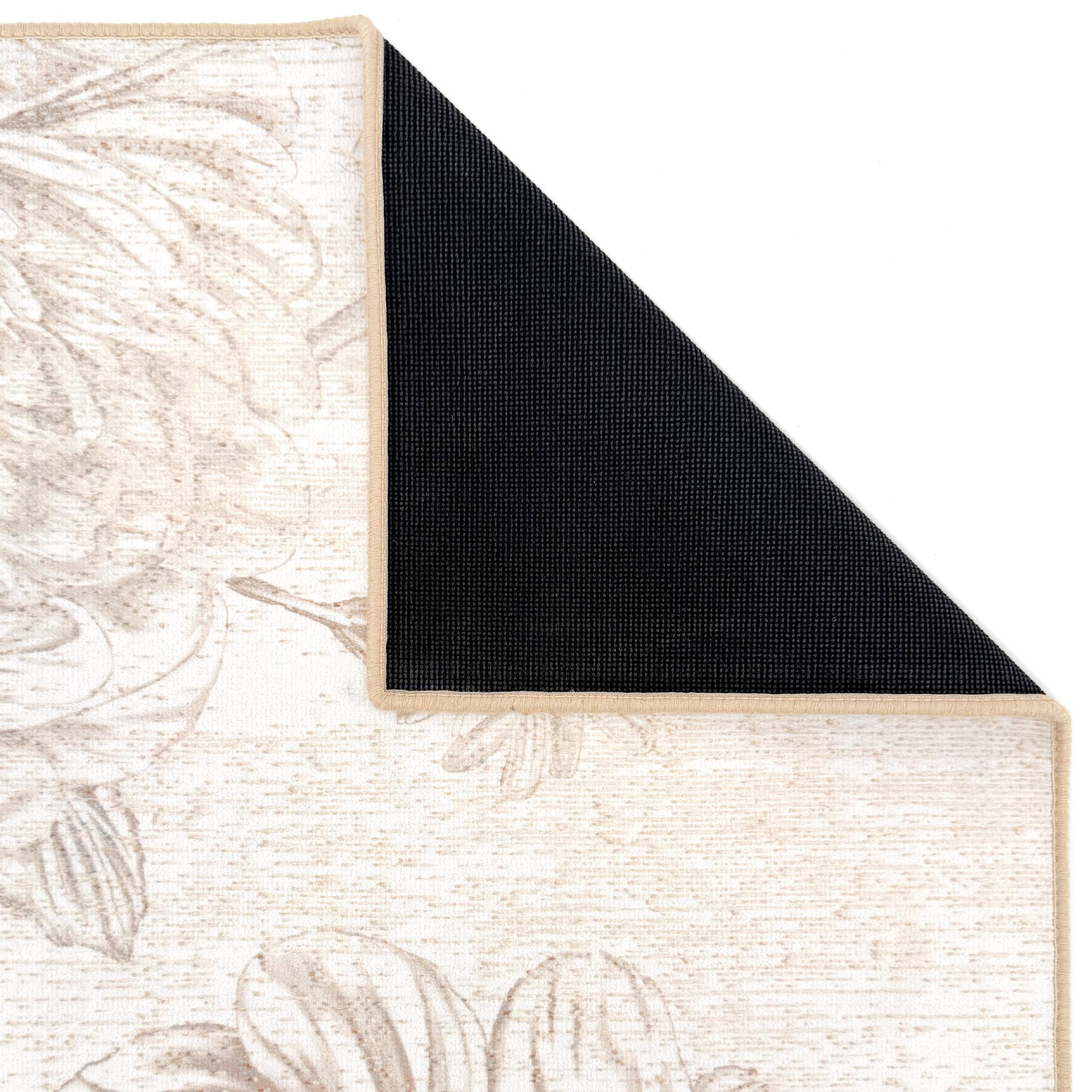 Hug Rug Eco-Washable Muted Floral Beige - handmade