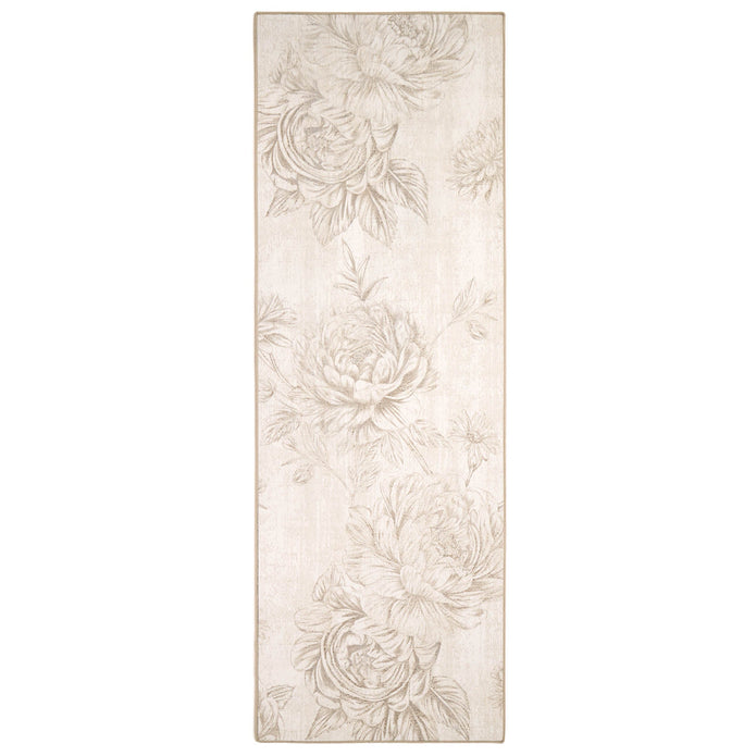 Hug Rug Eco-Washable Muted Floral Beige - handmade