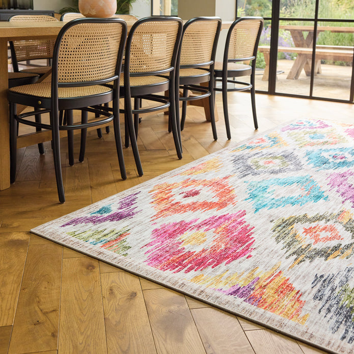 Hug Rug Eco-Washable Painted Ikat - handmade