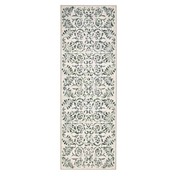 Hug Rug Eco-Washable Vintage Scroll Green - handmade